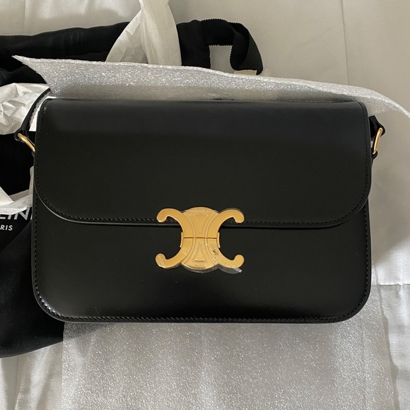 BNIB CELINE CLASSIQUE TRIOMPHE BAG IN CALFSKIN LEATHER BLACK MSRP $4,150 - Picture 8 of 10